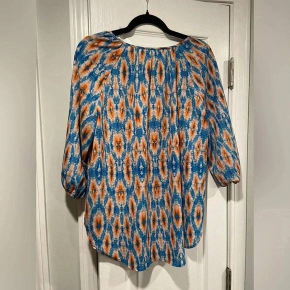 Collective Concepts High Low Button Front Scoop Neck 3/4 Sleeve Blouse Size M - Picture 6 of 10